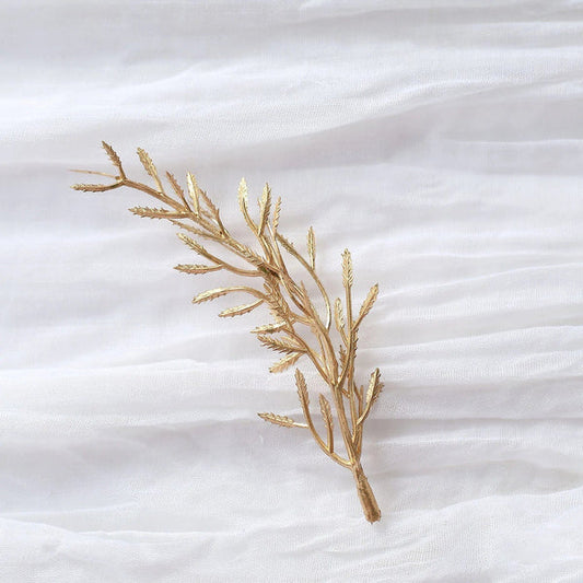25 Metallic 6 in Mini Leaf Artificial Fern Stems Vase Fillers
