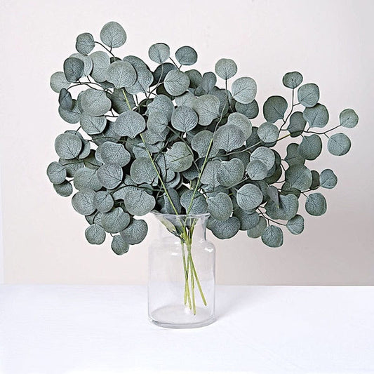4 Frosted Green 25 in Silk Eucalyptus Leaves Artificial Greenery Stems