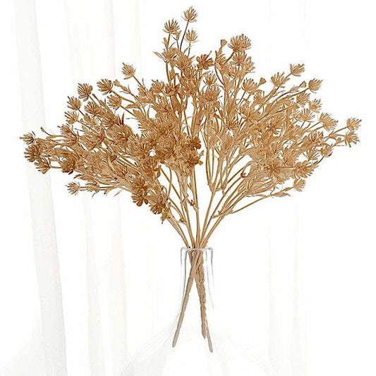 4 Metallic Gold Artificial Baby's Breath Flower Bouquets