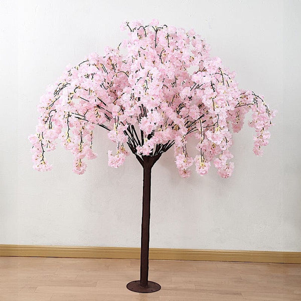 5 feet Artificial Silk Sakura Flowers Wishing Tree with Detachable Metal Base