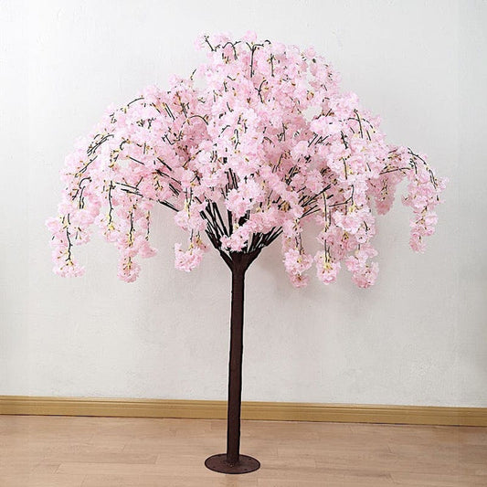 5 feet Artificial Silk Sakura Flowers Wishing Tree with Detachable Metal Base