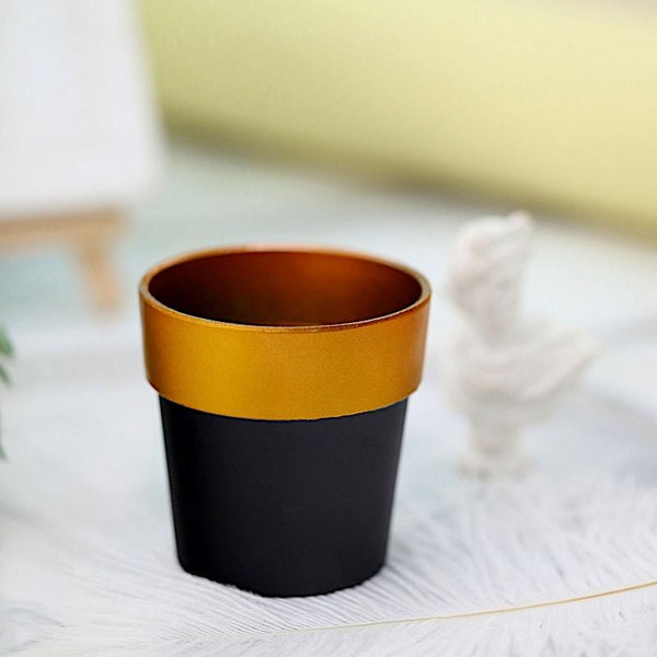 3 pcs 3 in tall Metallic Round Plastic Flower Plant Pots