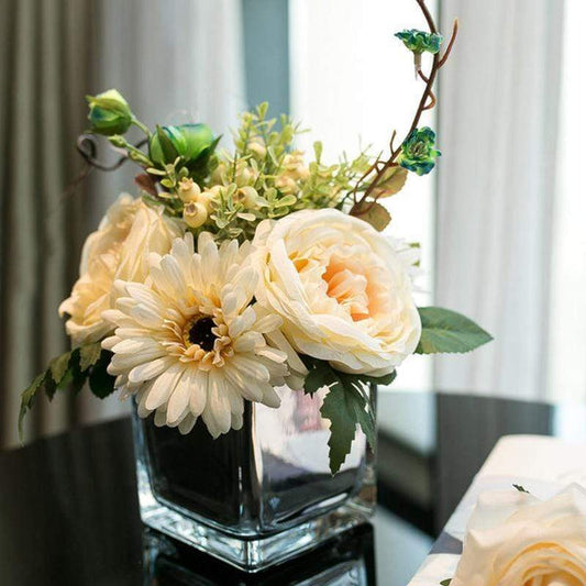 4" tall Clear Glass Cube Centerpiece Vase
