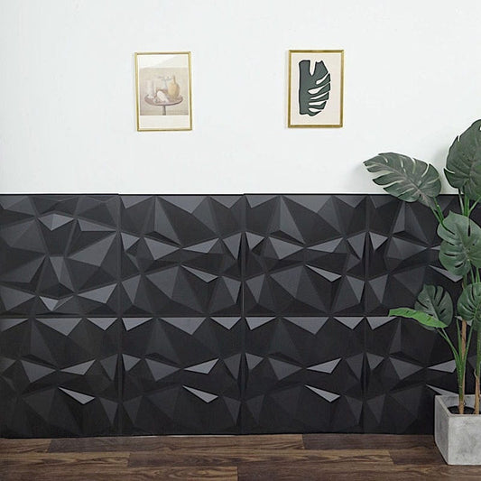 12 Matte 20x20 in Square 3D Diamond Textured PVC Stick On Wall Panels