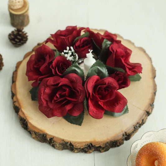 4 pcs Silk Roses Flowers Candle Rings