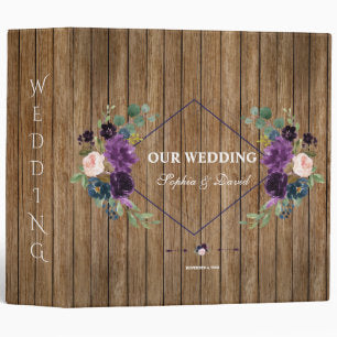 Barn Lavender Pink Navy Blue Floral Wedding Album 3 Ring Binder