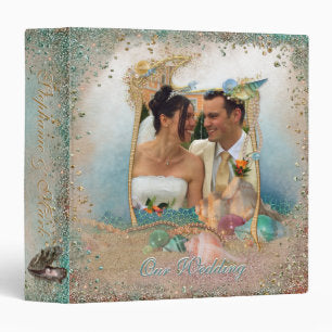 Beach Seashells Wedding Album YOUR Photo Binder
