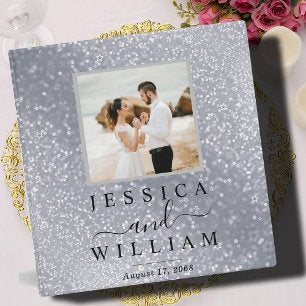 Beautiful Gray Glitter Wedding Photo album 3 Ring Binder