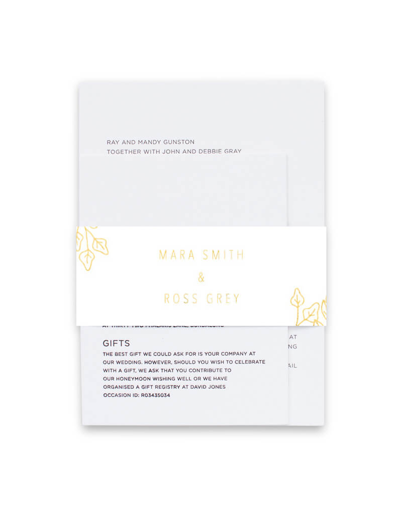 Gold Foil Frame Invitation Belly Band by Joy