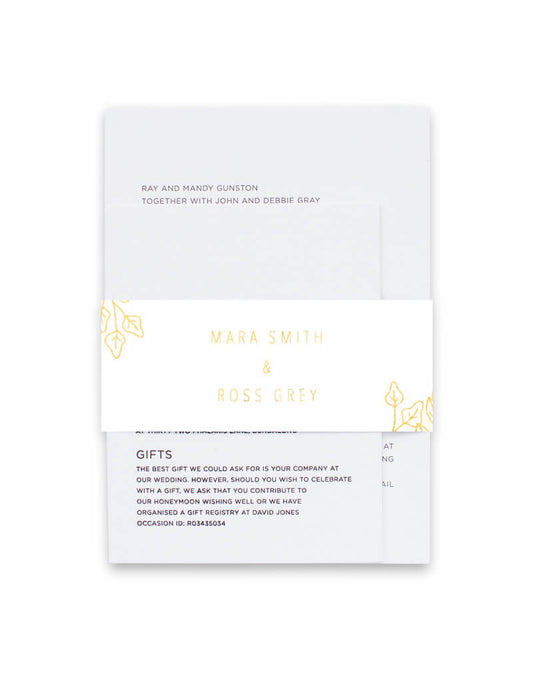 Gold Foil Frame Invitation Belly Band by Joy