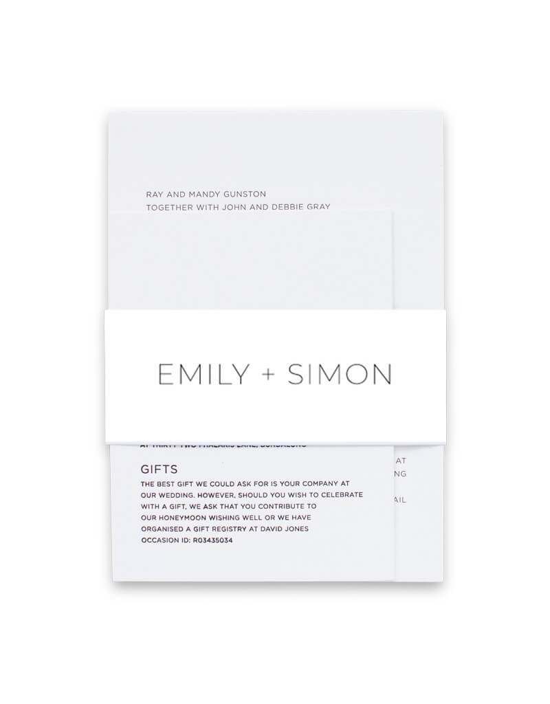 Minimalist Black And White Invitation Belly Band by Jesse I.