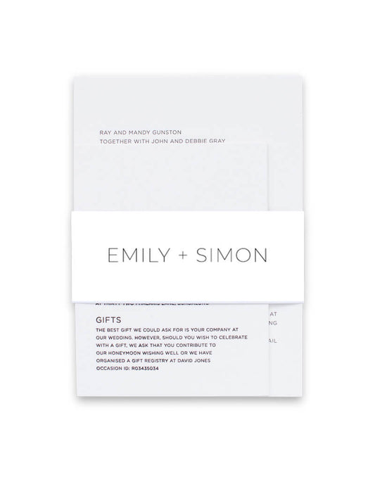 Minimalist Black And White Invitation Belly Band by Jesse I.