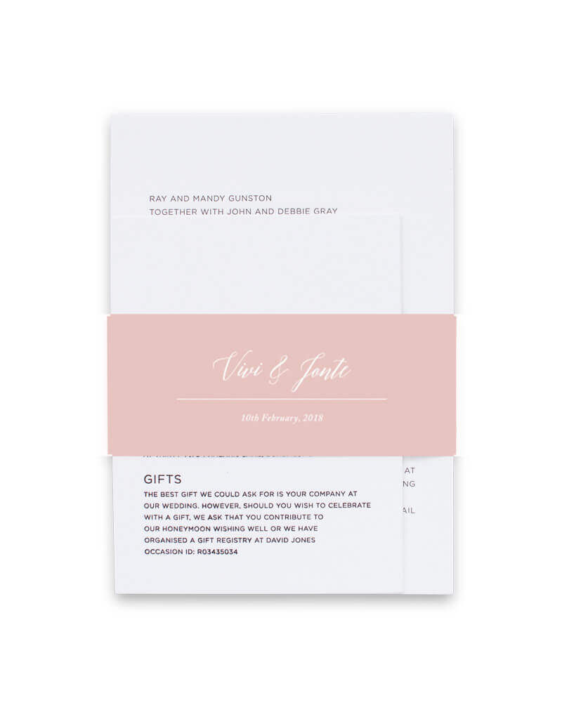 Pastel Script Invitation Belly Band by Amelia S.