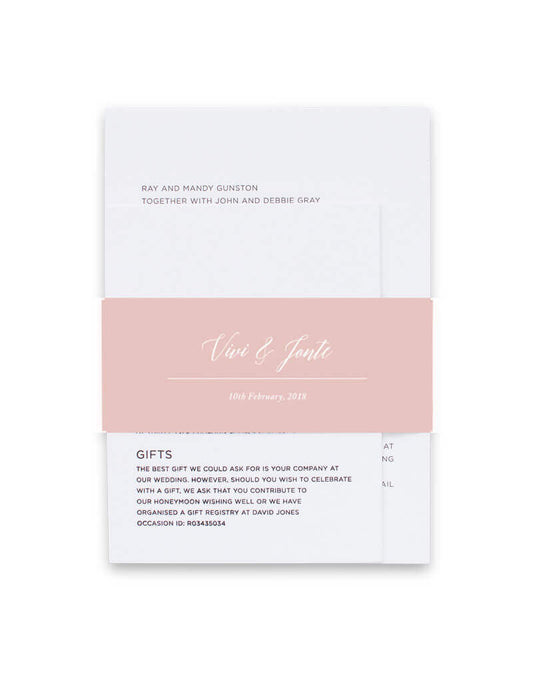 Pastel Script Invitation Belly Band by Amelia S.