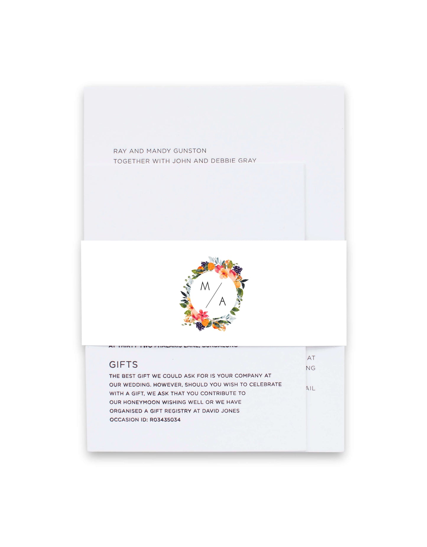 Floral Crown Georgia Invitation Belly Band by Joy