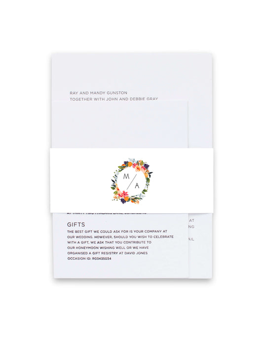 Floral Crown Georgia Invitation Belly Band by Joy