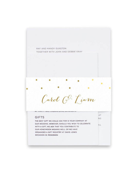 Goldie Dots Invitation Belly Band by Inggrid H.