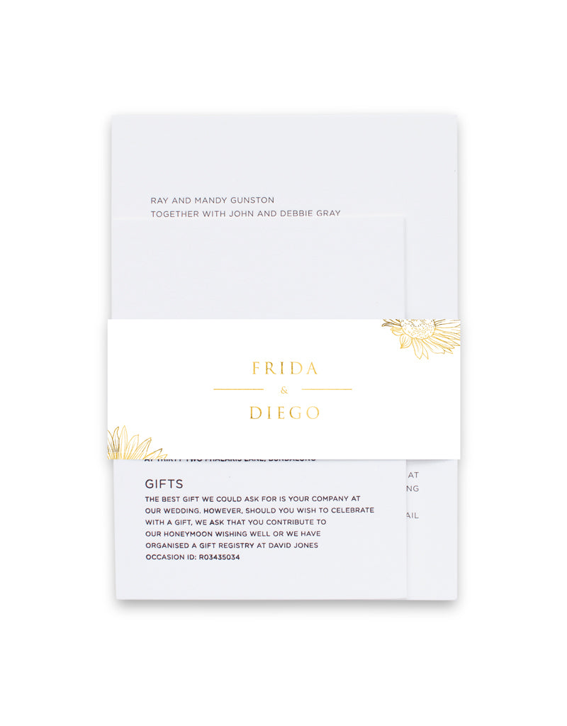 Golden Sunflower Invitation Belly Band by Alexander K.