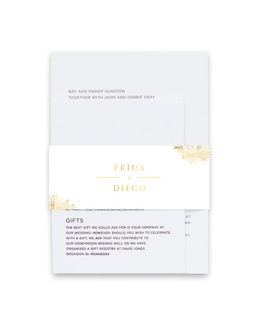 Golden Sunflower Invitation Belly Band by Alexander K.