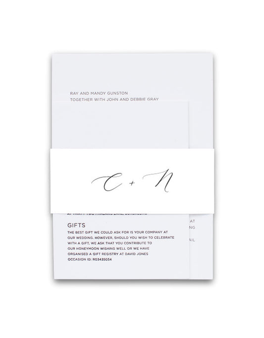 Graphite Blooms Invitation Belly Band by Nicole C.