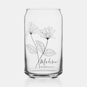 Birth Month Flowers June Honeysuckle Bridesmaid Can Glass