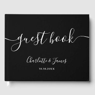 Black And White Signature Script Wedding Guest Book