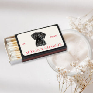 Black lab watercolor Wedding Matchbox Favors Matchboxes