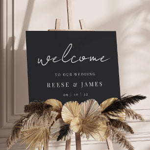 Black Modern Handwritten Wedding Welcome Sign