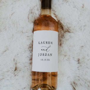 Black & White Calligraphy Wedding Wine Label