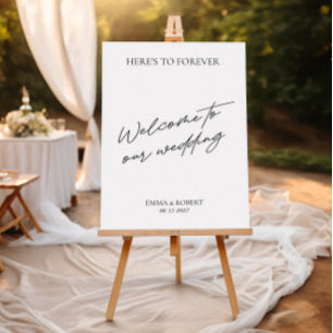 Black & White Modern Minimal Wedding Welcome Sign