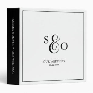 Black & White Monogram Wedding Album 3 Ring Binder