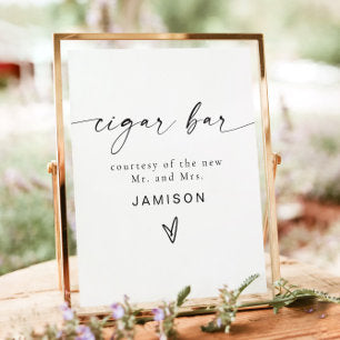 BLAIR Modern Minimalist Bohemian Wedding Cigar Bar Poster