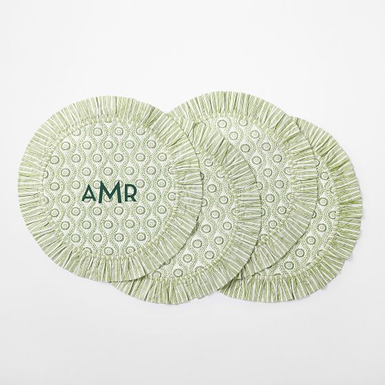 Block Print Ruffle Placemats, Set Of 4