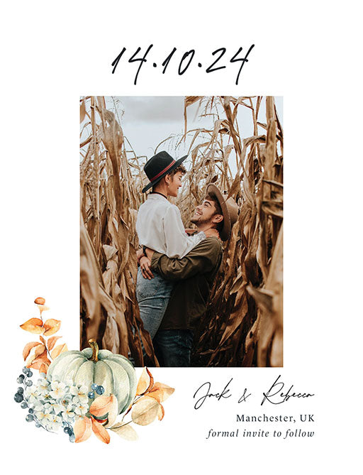 Blue Pumpkin Save The Date Cards by Putri N.