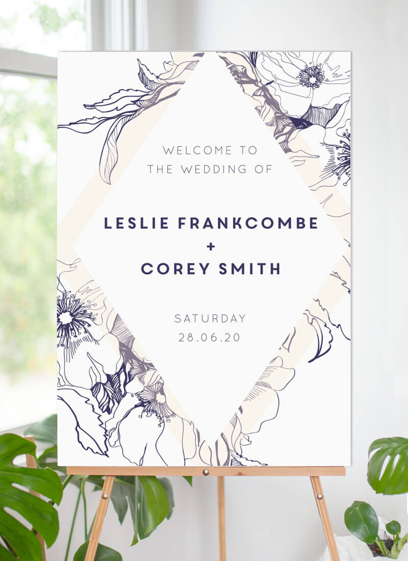 Blue Contour Wedding Sign by Jamie L.