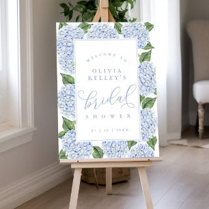 Blue Hydrangea Flowers Bridal Shower Welome Foam Board