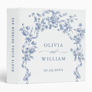 Blue Ornate Grace Victorian Wedding photo album 3 Ring Binder