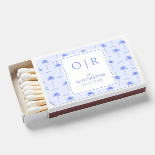 Blue Palm Tree Wedding Favor Beach Wedding Matches
