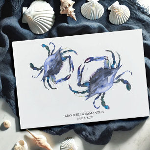 Blue Watercolor Beach Wedding Guest Book