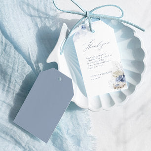 Blue watercolor coral & seashells beach thank you gift tags