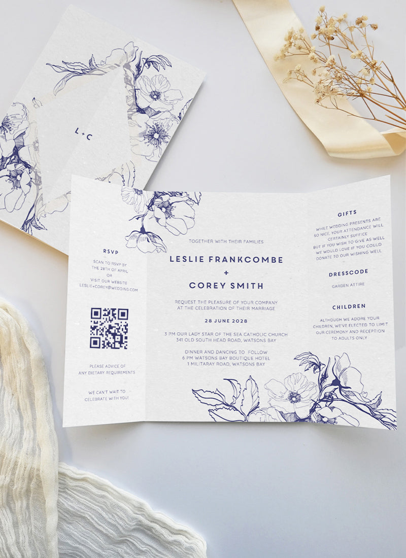 Blue Contour Wedding Invitations by Jamie L.