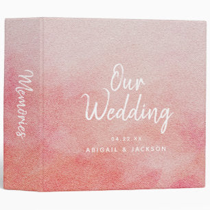 Blush Pink & Peach Watercolor Wedding Photo Album Binder