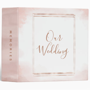 Blush Pink & Rose Gold Frame Wedding Photo Album 3 Ring Binder