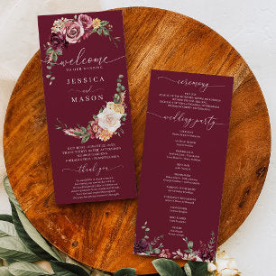 Blush Wedding Program Rustic Country Boho