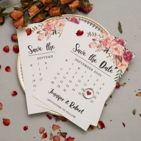 Bohemian Pink Floral Watercolor Wedding Save The Date Cards Swtd007