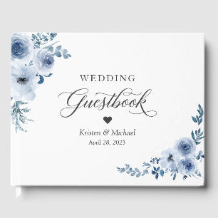 Bohemian Dusty Blue Floral Wedding Guest Book