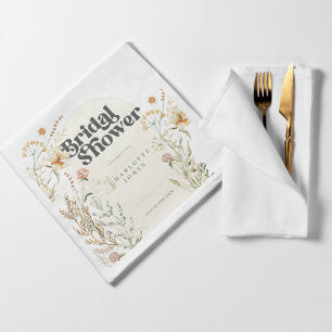 Bohemian Wildflowers Photo Arch Bridal Shower Napkins