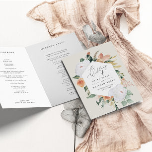 Boho Blooms Modern Floral Wedding Program