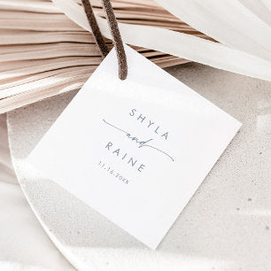 Boho Chic Slate Blue Wedding Favor Tags
