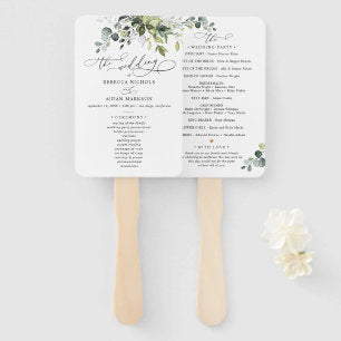 Boho Eucalyptus Greenery Wedding Ceremony Program Hand Fan